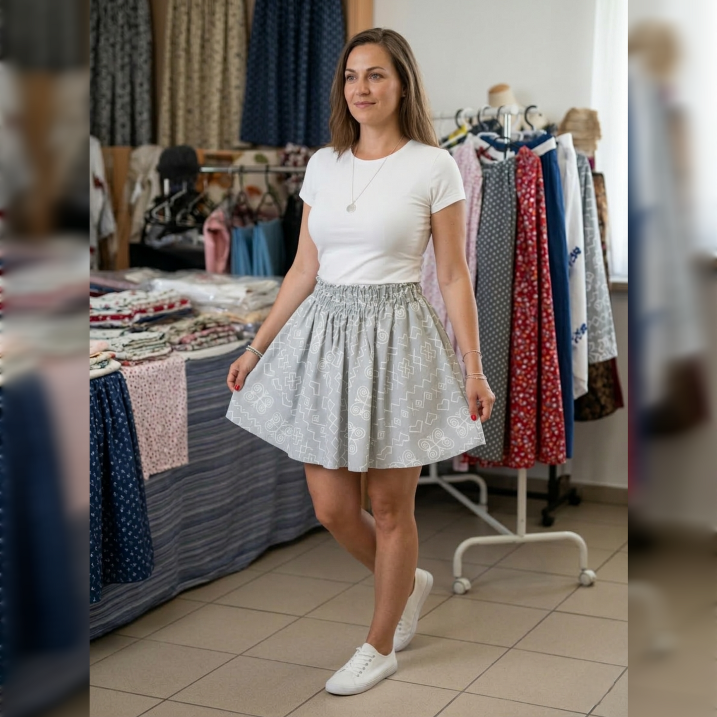 Dámska bavlnená sukňa s čičmanským vzorom | 100% bavlna