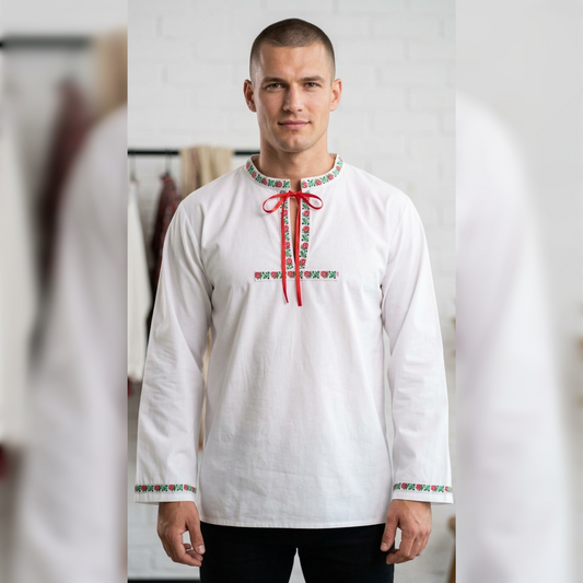 Folklórna bavlnená košeľa pánska - Biela stuha | altex.sk
